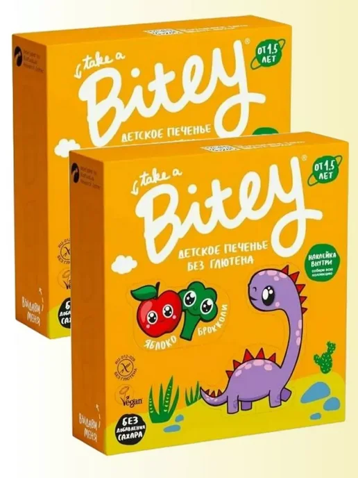 Bitey Печенье детское без сахара, яблоко-брокколи, вариант, фото 2