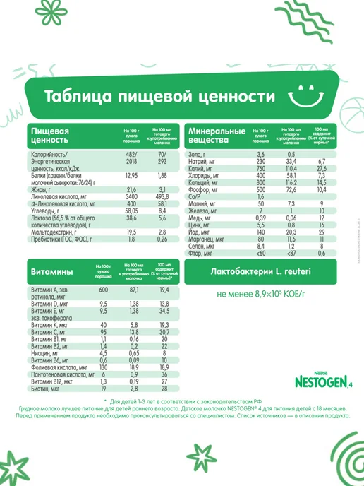 NESTOGEN Смесь детская молочная с 18 мес 3 шт по 300 г, 4 шт, 900 г, фото 6