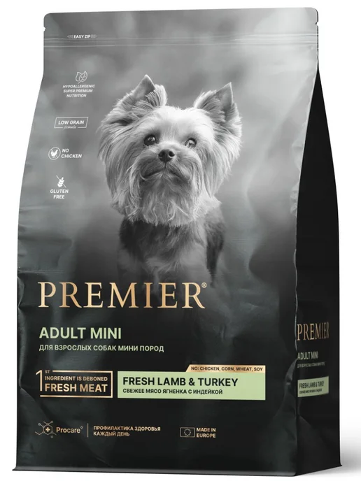Сухой корм PREMIER Dog для собак, мелкие, индейка, ягненок, 8 кг