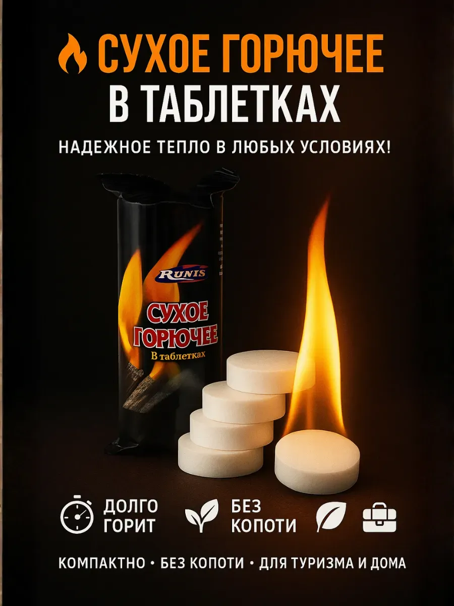 Сухое горючее для розжига в таблетках