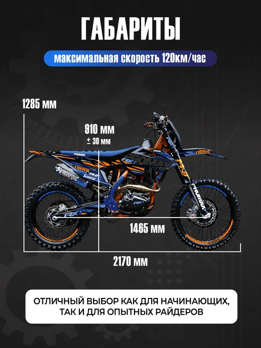 promax Кроссовый эндуро RX1 CB300RL (4 Valves, 6 Gears), синий, фото 3