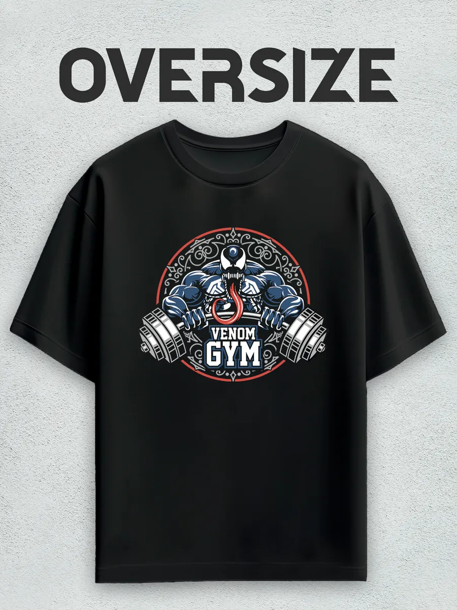 Футболка оверсайз с принтом Веном для спортзала