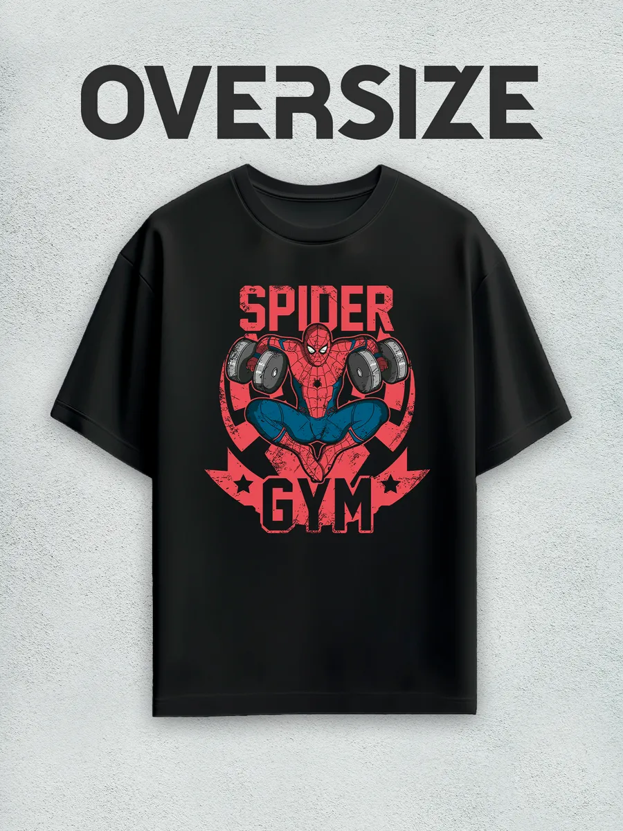 Футболка оверсайз с принтом человек-паук для спортзала