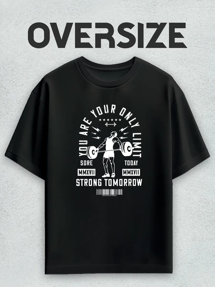 Футболка оверсайз с принтом мотивация для спортзала
