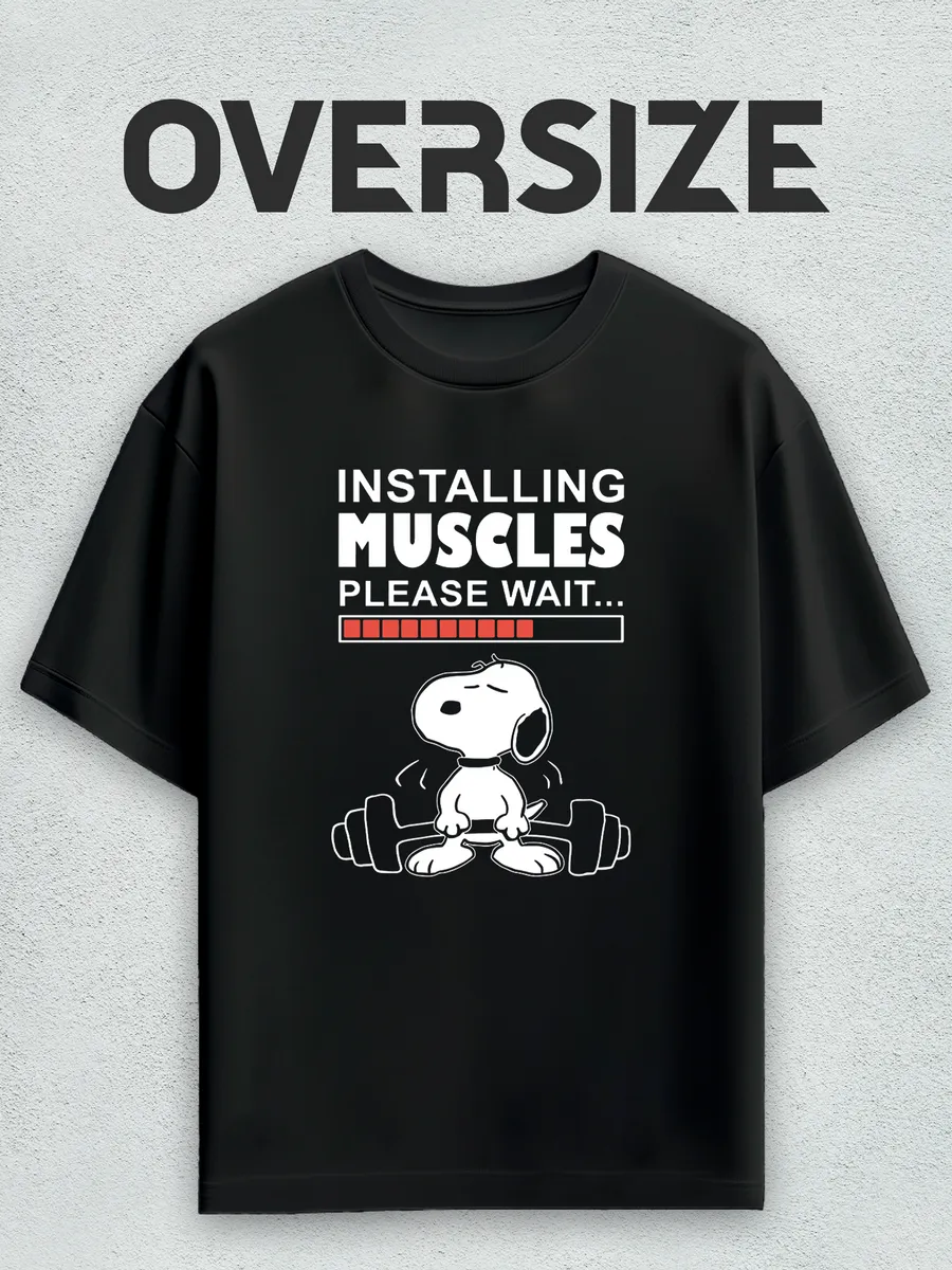 Футболка оверсайз с веселым принтом для спортзала