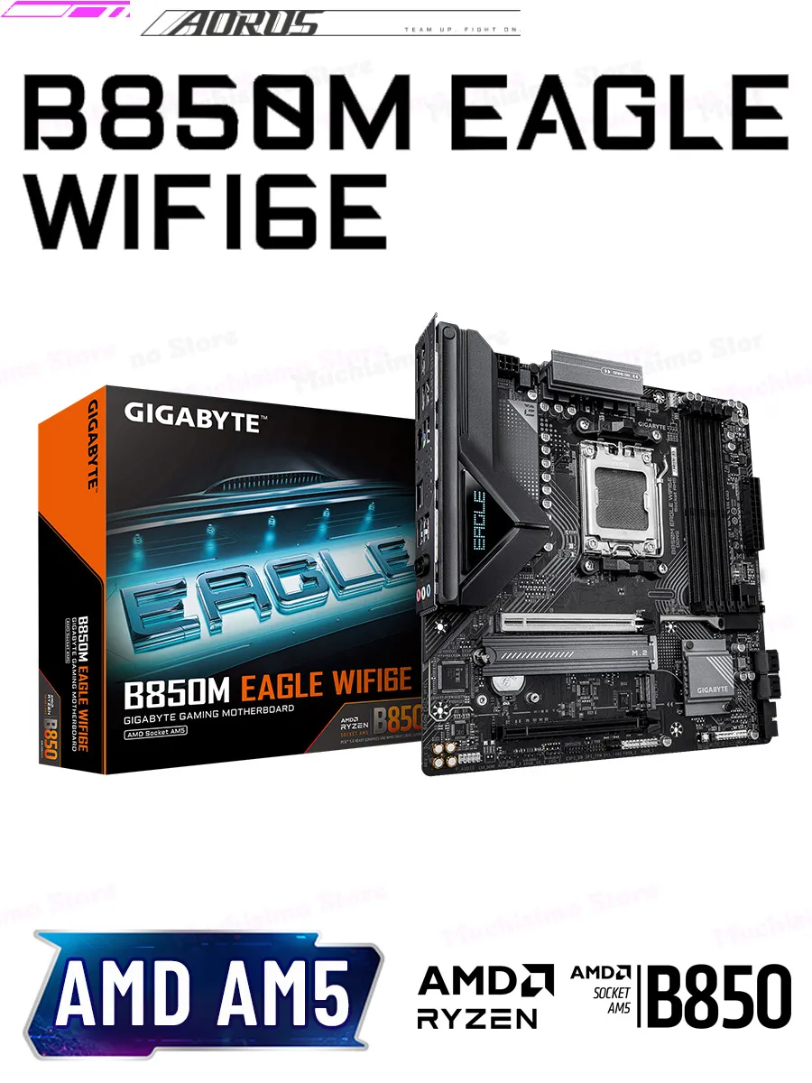 B850M EAGLE WIFI6E AMD B850 Материнская плата AM5 Gigabyte 578719097 купить за 17 049 ₽ в интернет‑магазине Wildberries