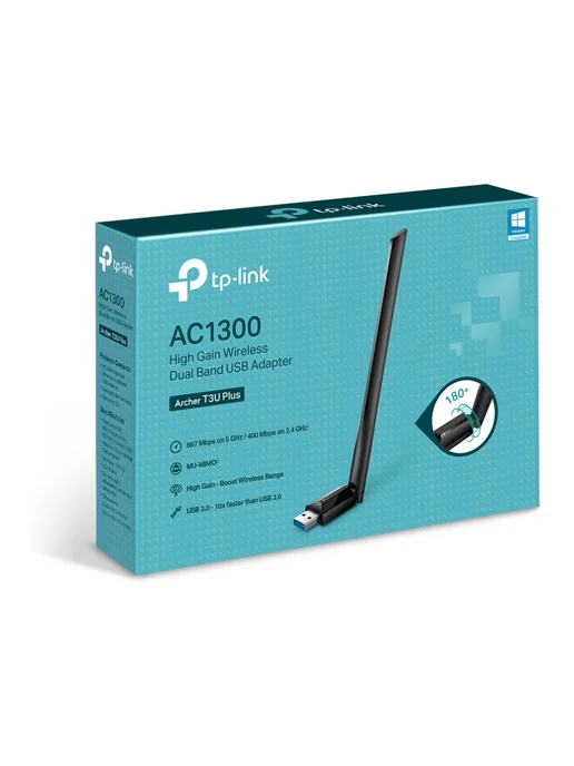 TP-link Wi-Fi адаптер Archer T3U Plus, черный, фото 3