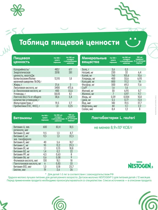NESTOGEN Смесь детская для вскармливания с 12 мес 2 шт по 600 г, 3 шт, 300 г, фото 7
