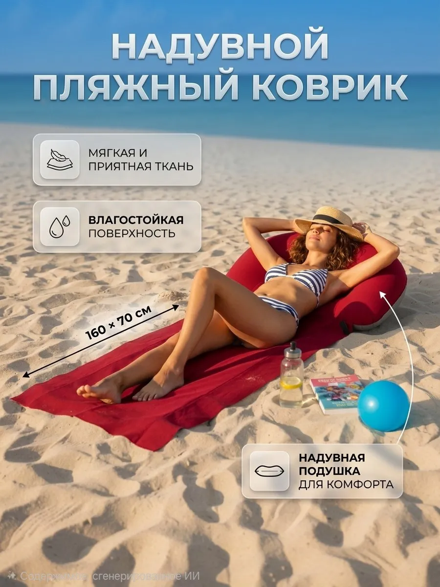 пляжный коврик с подголовником