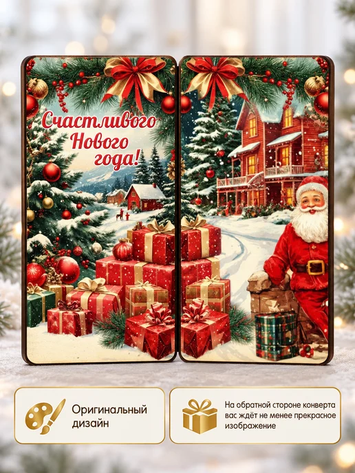 ComfyDecor Конверт новогодний для денег подарок на новый год 2027, зеленый, фото 7