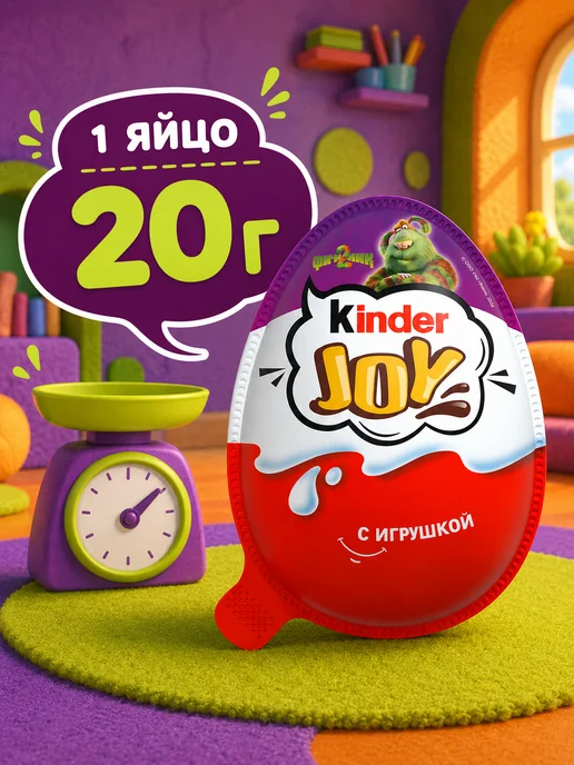 Kinder Joy шоколадные яйца Финник 24 шт, 24 шт, фото 2