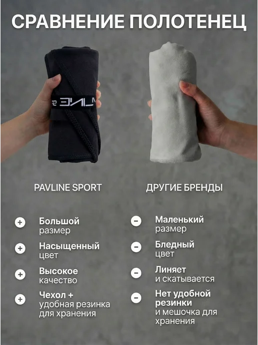 PAVLINE SPORT Полотенце спортивное из микрофибры быстросохнущее 70х140, вариант, фото 8