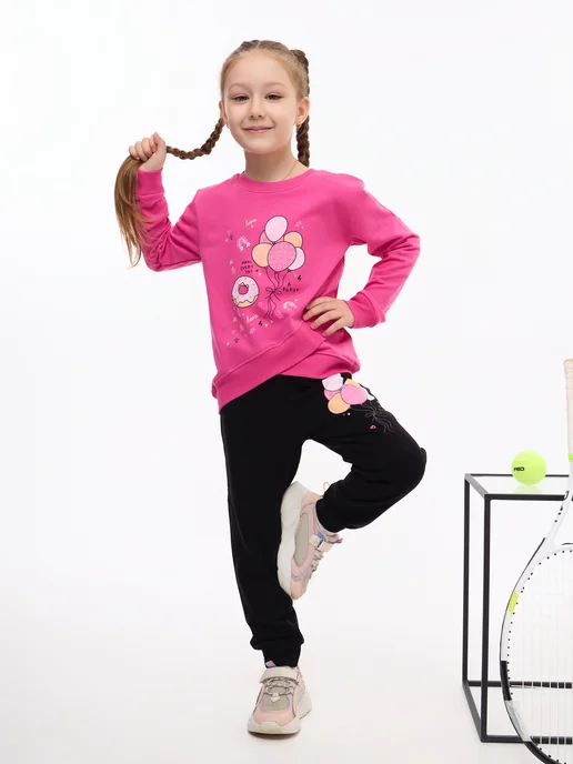 UTEX.KIDS Костюм двойка с 3 до 7 лет с печатью воздушные шарики, красный, фото 2