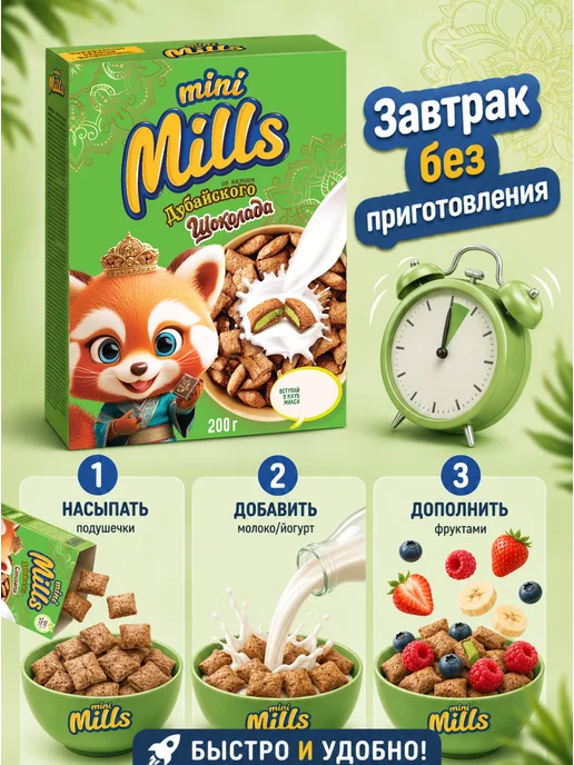 Mini Mills Сухой завтрак подушечки с дубайским шоколадом 200 г, 200 г, фото 4