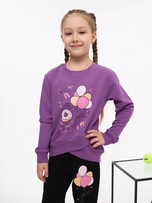 UTEX.KIDS Костюм двойка с 3 до 7 лет с печатью воздушные шарики, фиолетовый, фото 5