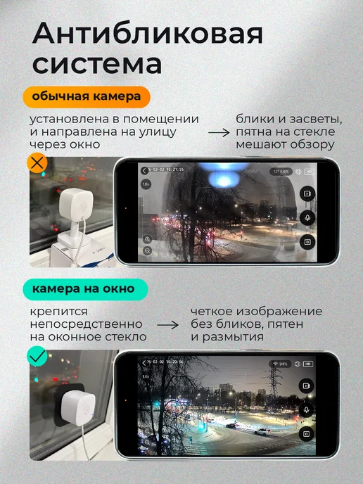 REGGO Камера видеонаблюдения для дома на окно, стекло Wi-Fi, белый, фото 7