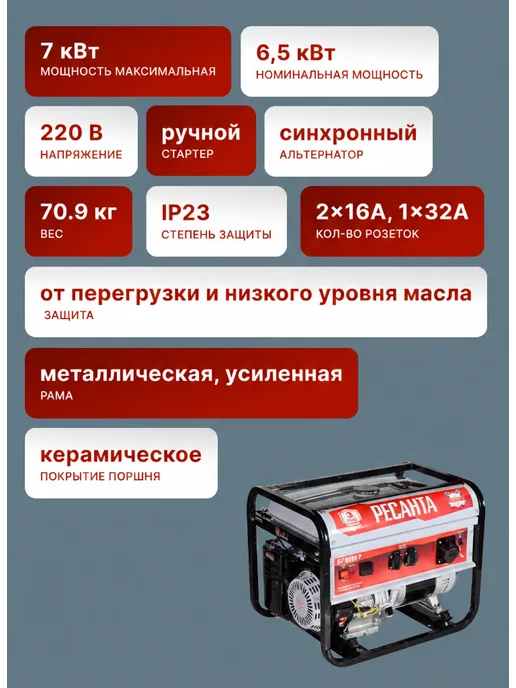 Генератор бензиновый для дома БГ 8000 Р — фото 2
