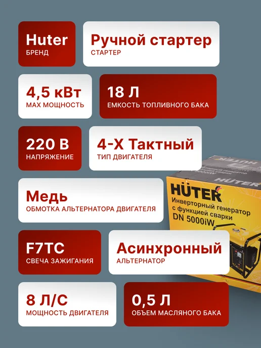 Генератор бензиновый 4.5 кВт DN 5000iW, с функцией сварки — фото 2