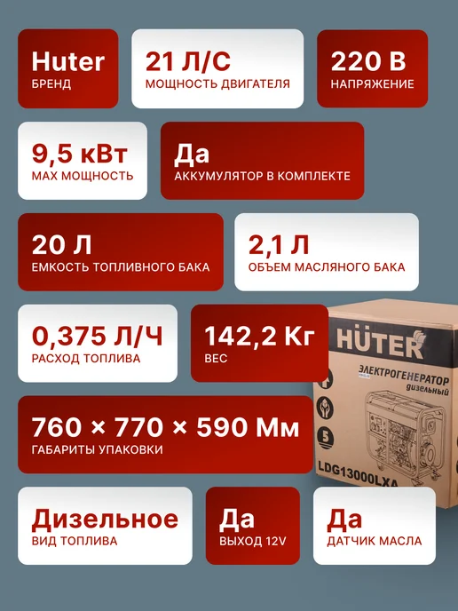 Генератор дизельный 9.5 кВт LDG 13000LXА — фото 2