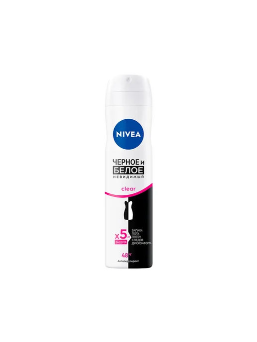 NIVEA Део-спрей жен. ЧЕРНОЕ И БЕЛОЕ Невидимый Clear, черный