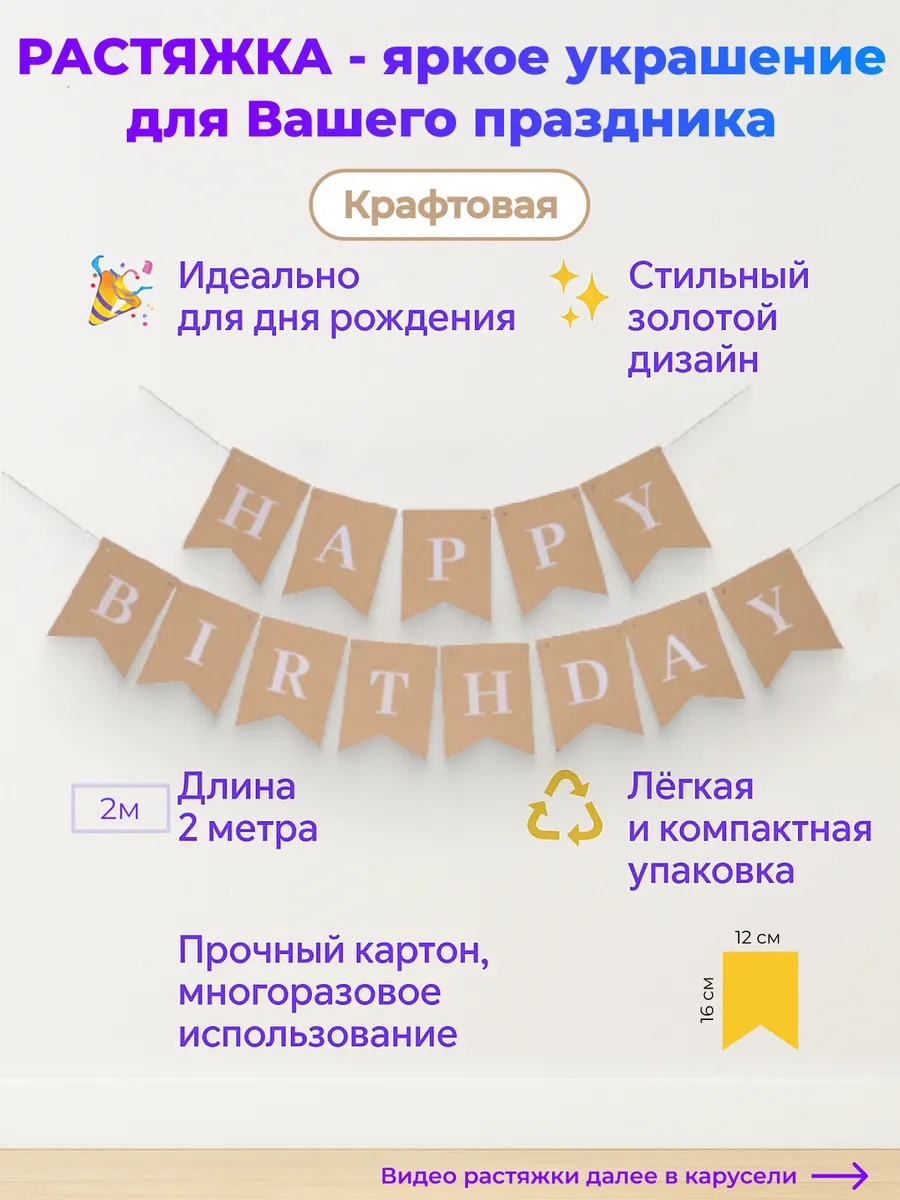 Гирлянда растяжка для праздника с днем рождения