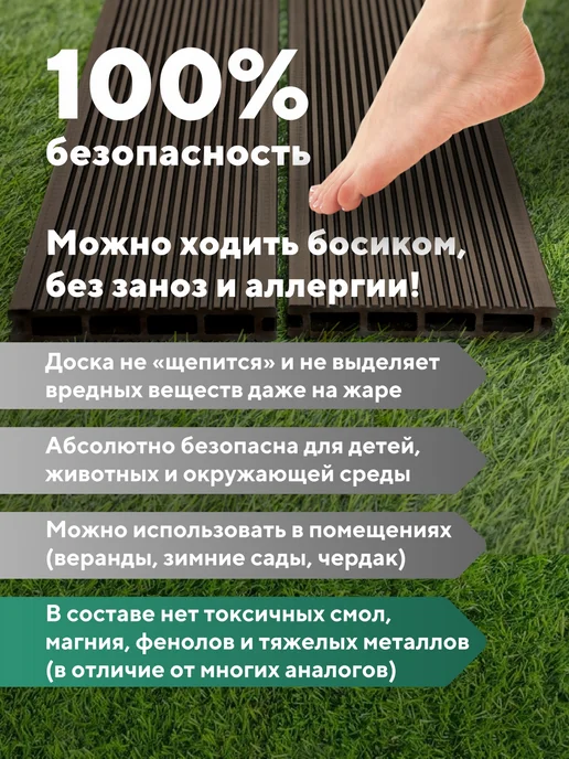 Мебель ДПК Террасная доска из ДПК пластиковая, 1.5 метра, 5 шт, Венге, 2 м, 5 шт, фото 3