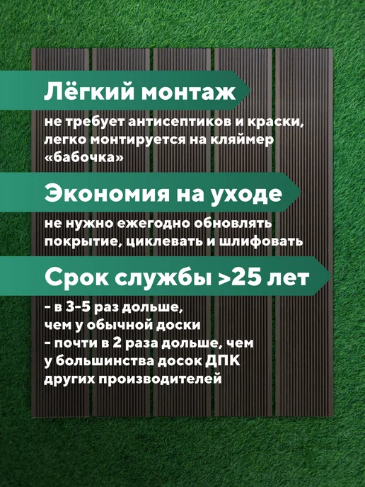 Мебель ДПК Террасная доска из ДПК пластиковая, 1.5 метра, 5 шт, Венге, 2 м, 5 шт, фото 7
