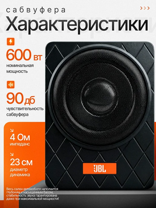 R&M_44 Автомобильный активный cабвуфер JBL в машину 5000 Вт, 5000 Вт, фото 2