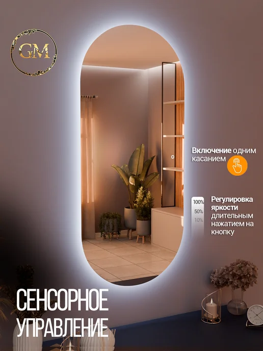 Golden Mirror Зеркало настенное с подсветкой 60х110, 60x110, фото 2