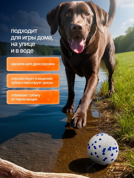 Мяч для собак, жевательная игрушка неубиваемая, синий, фото 2
