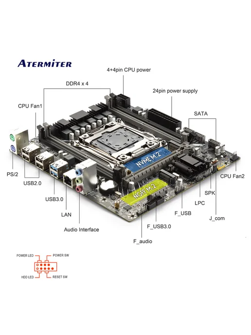 Atermiter X99 материнская плата xeon E5 2660V4 комплект DDR4 32Gb, 32 ГБ, фото 8
