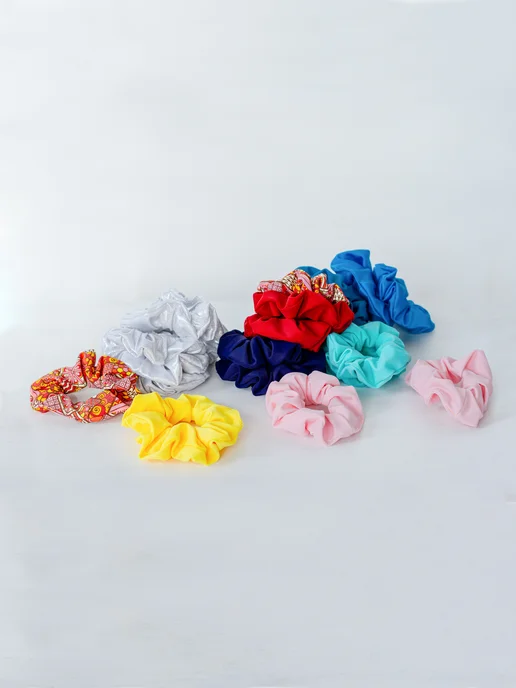 Rainbow scrunchies Набор резинок для волос с принтом, черный, фото 5